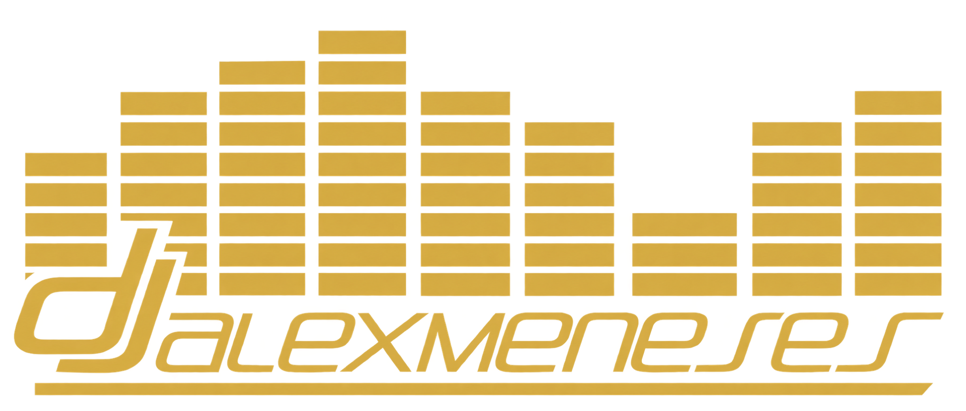 Logotipo DJ Alex Meneses dorado